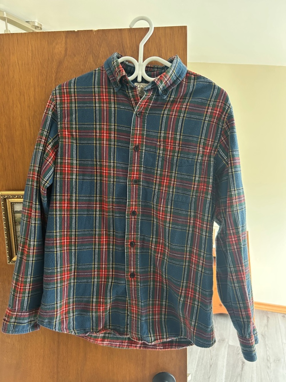 L.L. Bean Women's Blue and Red Plaid Button-Down Shirt